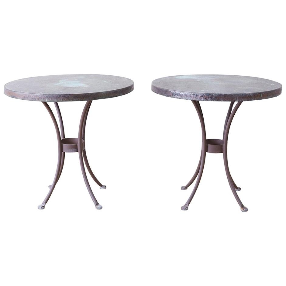 Pair of O.W. Lee Bistro Style Copper Dining Tables