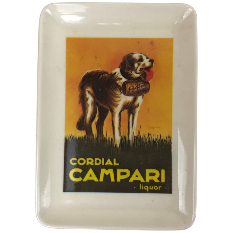 1970s Italian Advertising Cordinal Campari Liquor Little Plastic Tray For Sale