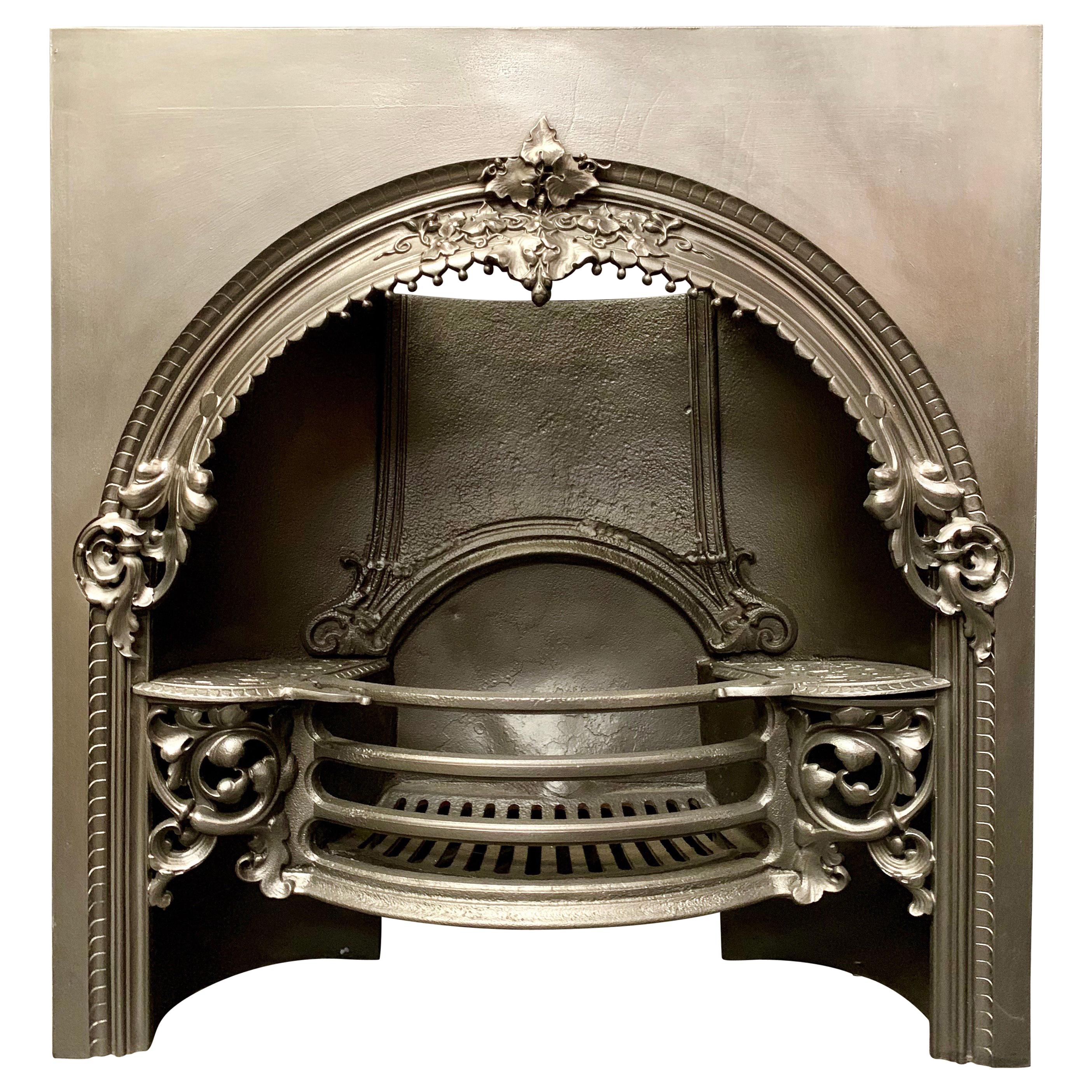 19th Century Mid Victorian Cast Iron Register Fireplace Insert