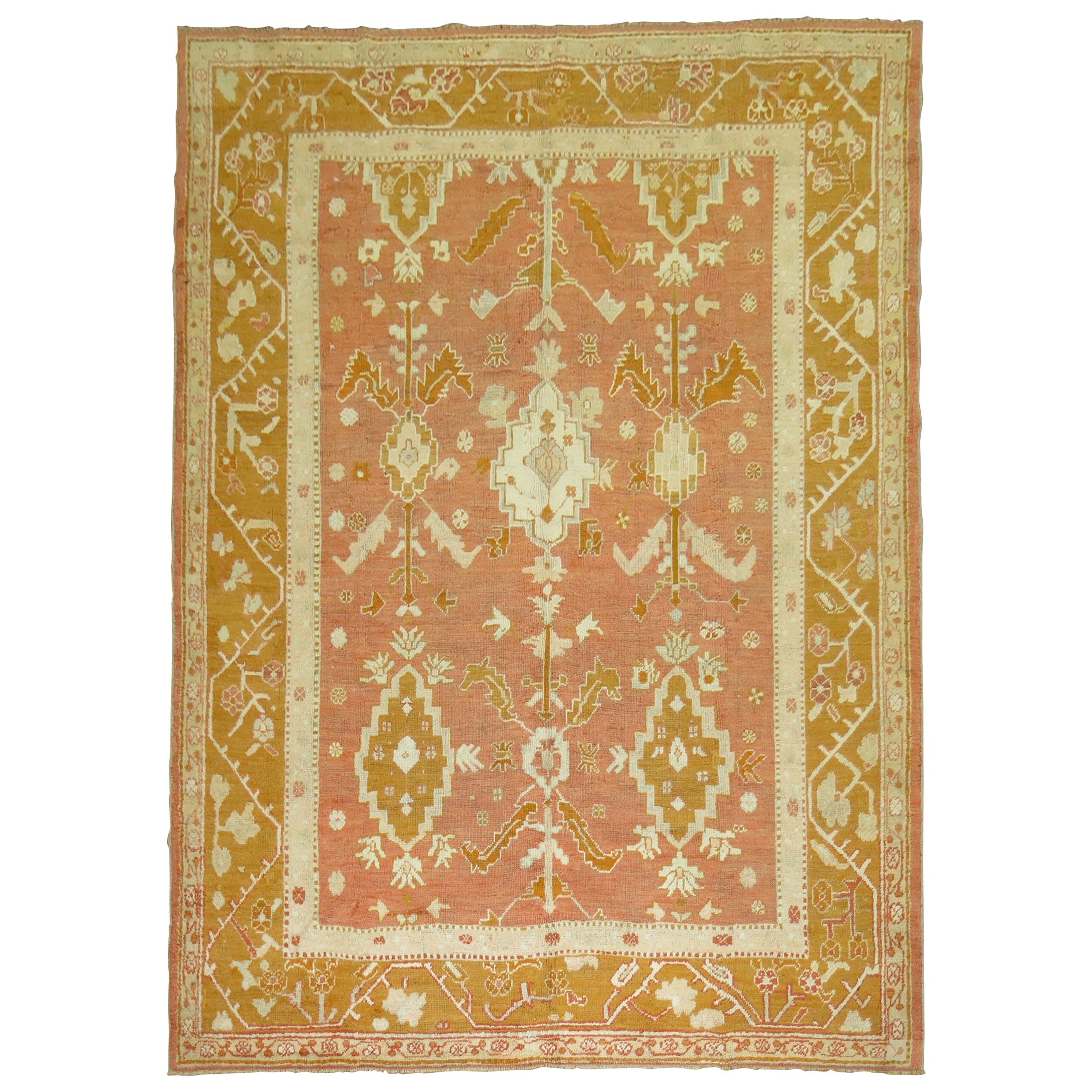 Antique Oushak Orange Rug