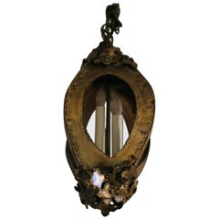 Brass Brutalist Pendant in the Manner of Curtis Jere