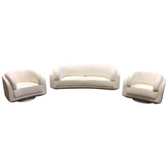 W.Schillig Arabesque Sofa and Pair of Swivel Chairs