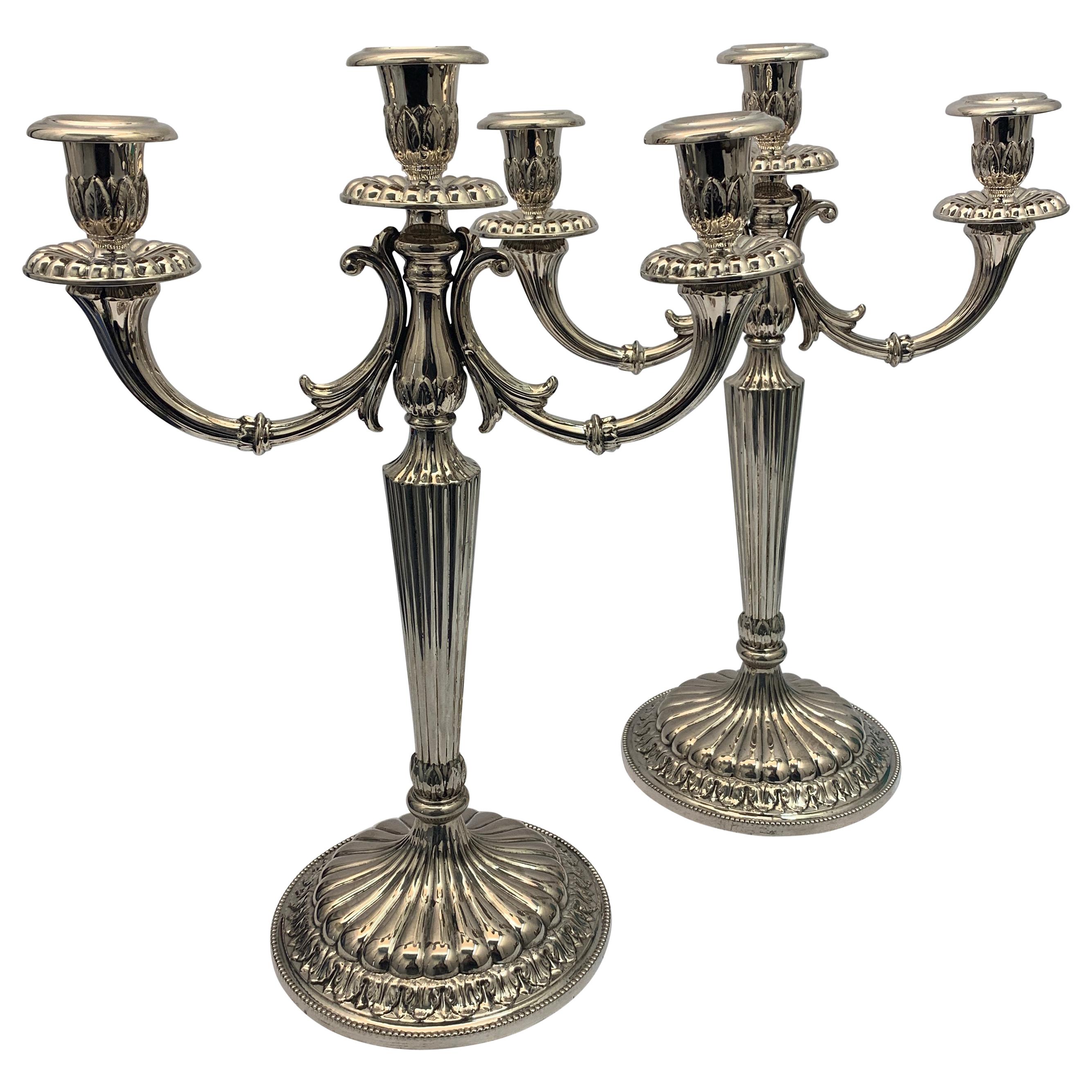 20th Century Pair of Silver Candelabra Made in Italy For Sale