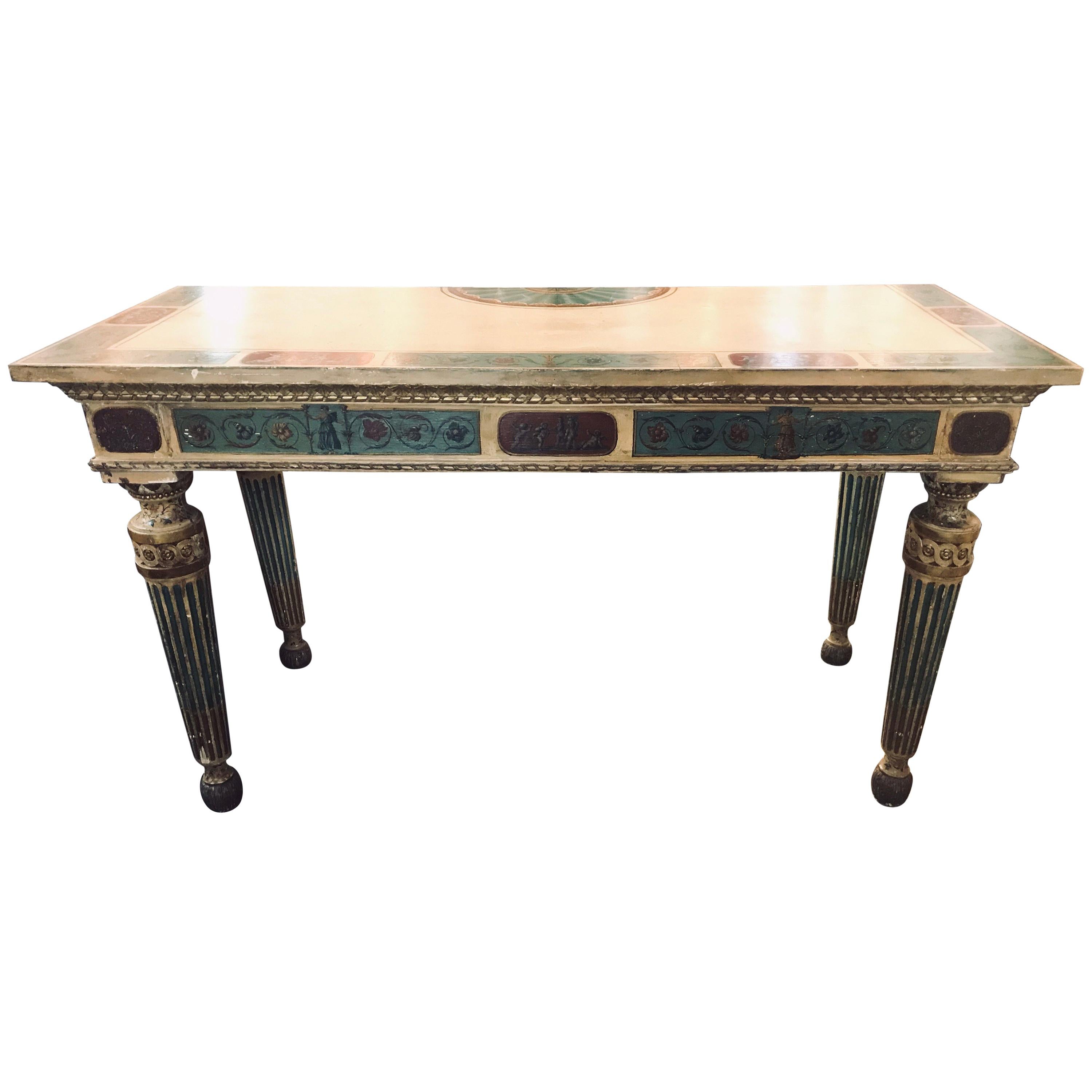 Early 19th Century Italian Neoclassical Painted Console