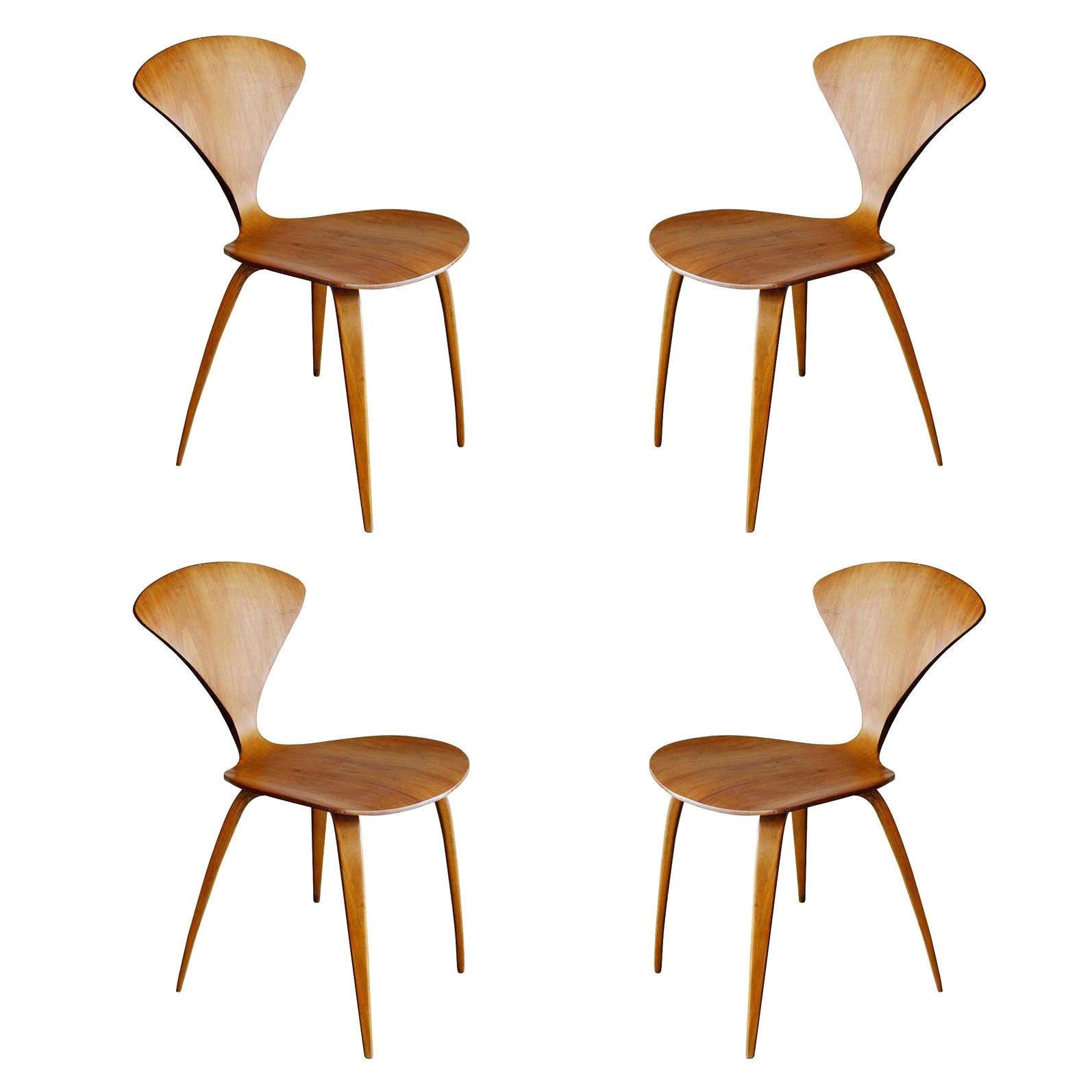 Plycraft Sculptural Dining Chairs by Norman Cherner, Set of Four