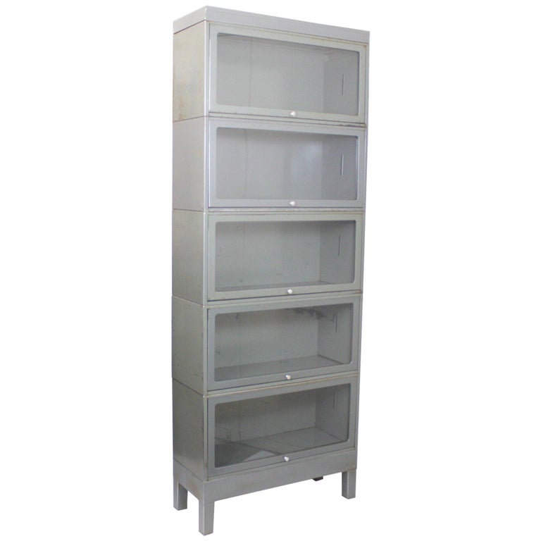 Vintage 1960s Five Stack Gray Steel Metal Barrister Vintage 1960s Five Stack Gray Steel Metal Barrister Bookcase For