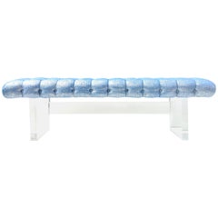 21st Century Modern Lucite Slab Upholstered Custom Long Bench