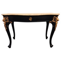 Fine Louis XV Style Ebony and Parcel Gilt Desk or Console or Serving Table