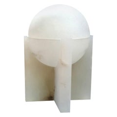 Lampe de bureau « Sphère » en albâtre à la manière de Pierre Chareau