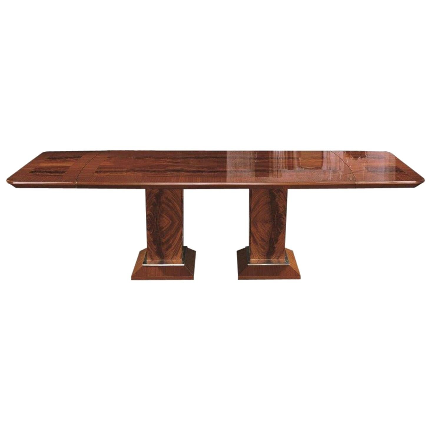 Giorgio Collection Rectangular Crotch and Sapele Mahogany Wood Dining Table For Sale