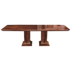 Giorgio Collection Rectangular Crotch and Sapele Mahogany Wood Dining Table