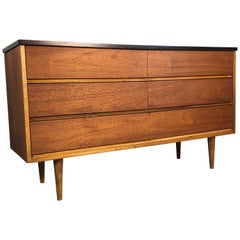 1960s Walnut and Black Painted Low Dresser