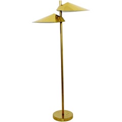 Vintage Mid-Century Modern Rare Jere Brass Lily Pad Petal Floor Lamp Signed, Dated 1977