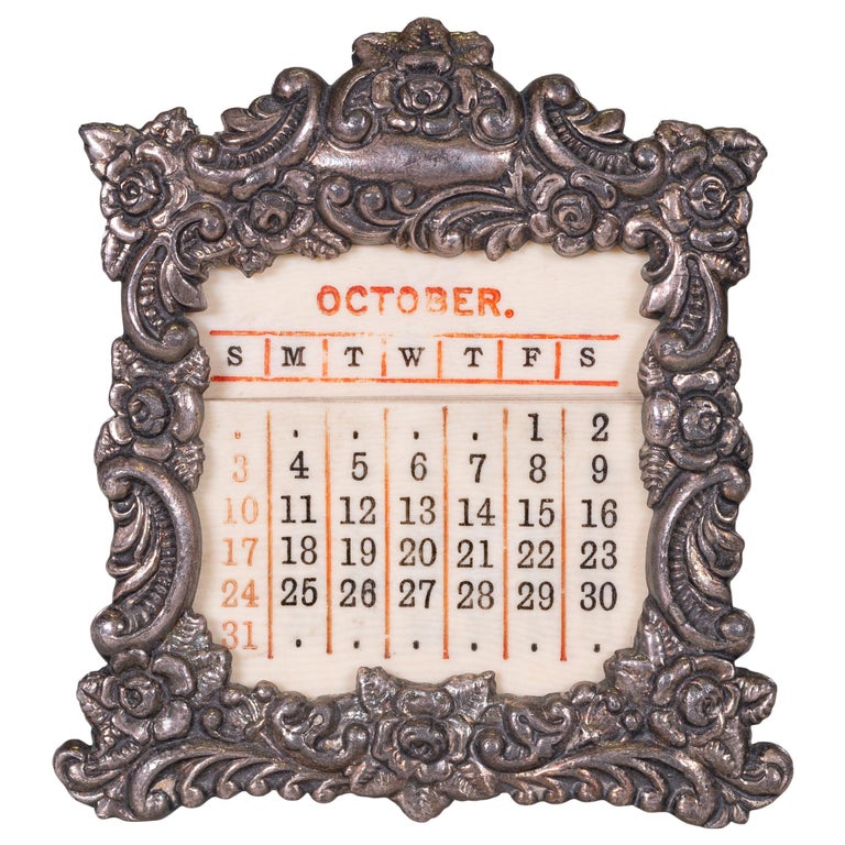 Baldwin and Gleason Co. 1893 Silver Perpetual Calendar For Sale at