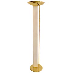 Brass and Acrylic Torchiere Floor Lamp by Fredrick Ramond