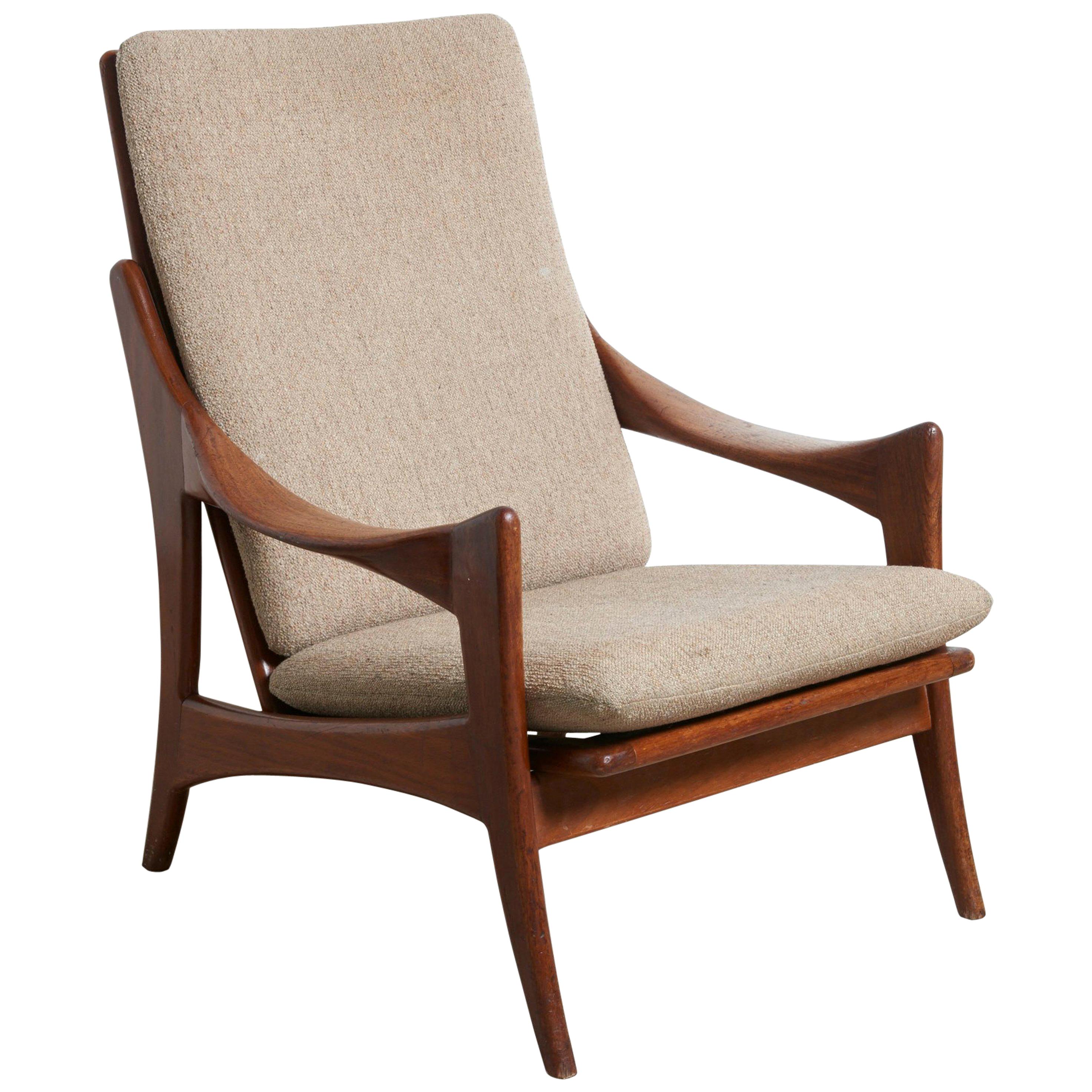 Organic Solid Teak High Back Easy Chair Designed by the "Ster" Gelderland, 1950s