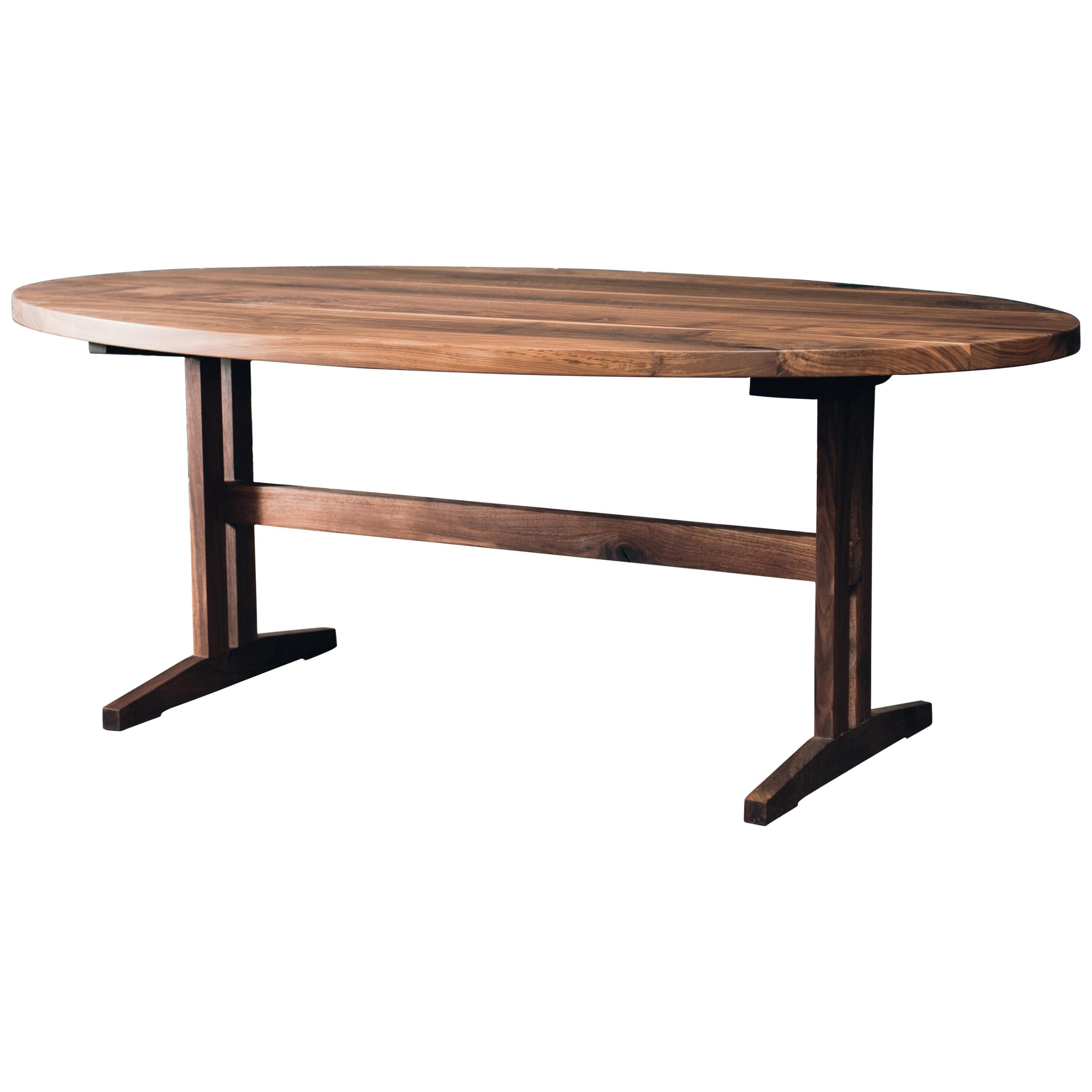 Hingham Oval Dining Table with Walnut Trestle Base by Hopes Woodshop For Sale
