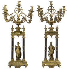 Pair of French Louis XVI Style Bronze Candelabras, 19th Century