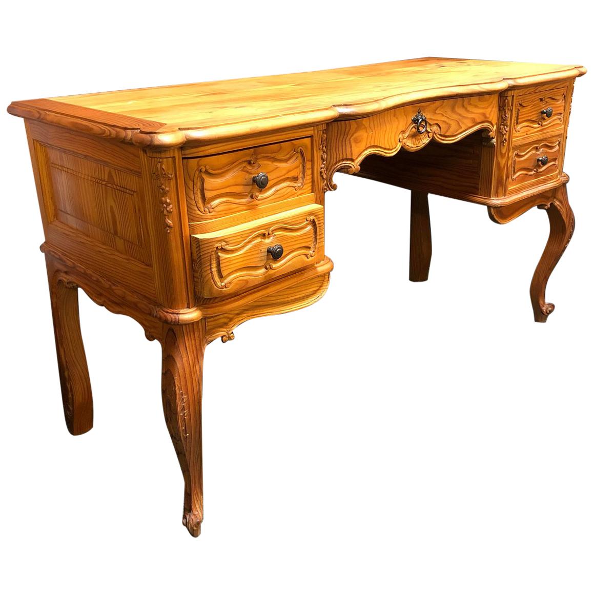 Vintage Style Pine Writing Desk For Sale