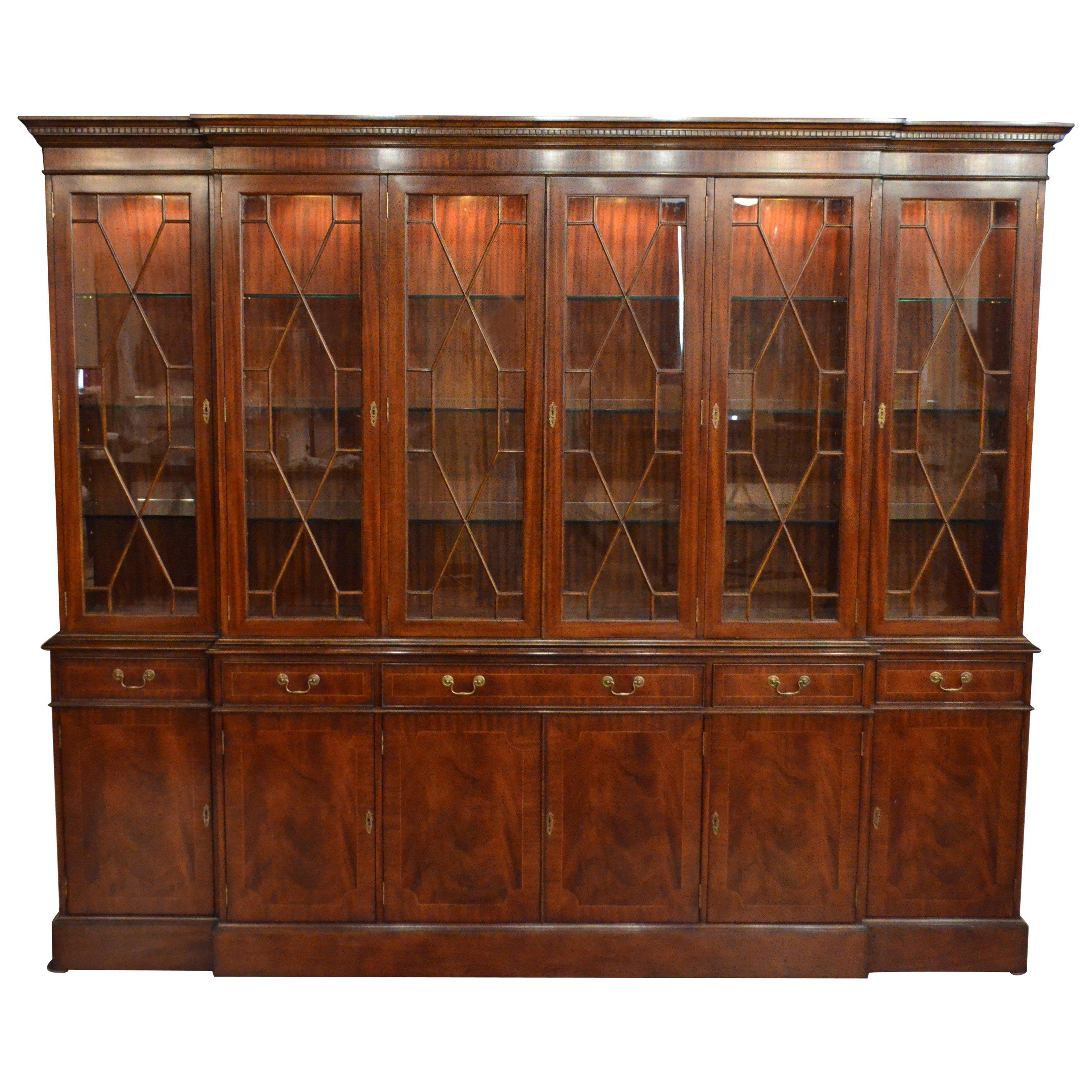 Large Mahogany Georgian Style Six-Door Bookcase China Cabinet by Leighton Hall