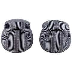 Vintage Poufs in Black and White Fabric