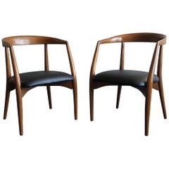 Pair of Sculptural Walnut Lawrence Peabody Armchairs