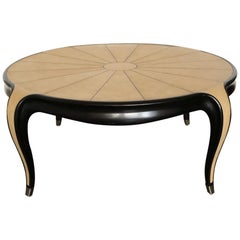 Art Deco Jallot Style Faux Shagreen Ebonized Coffee Table