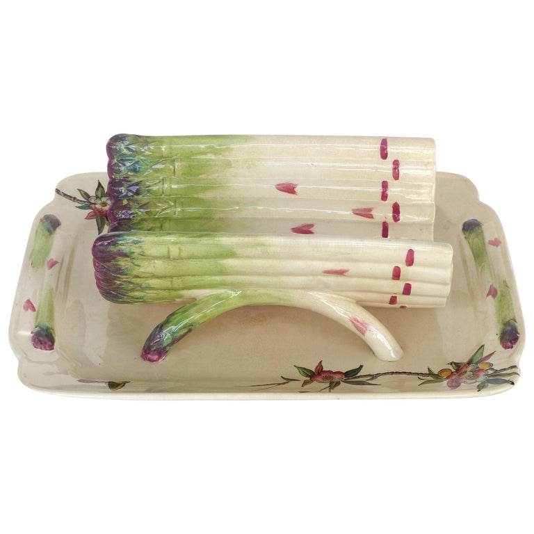 Scolapasta e piatto da portata in faience francese per asparagi in vendita  su 1stDibs