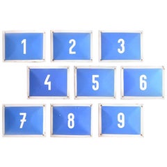 Vintage Number Plates in Blue and White Metal Enamel Finish, Czechoslovakia, circa 1960