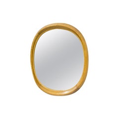 Mid-Century Modern Oval Oak Wall Mirror by Fröseke, Sweden, 1950s