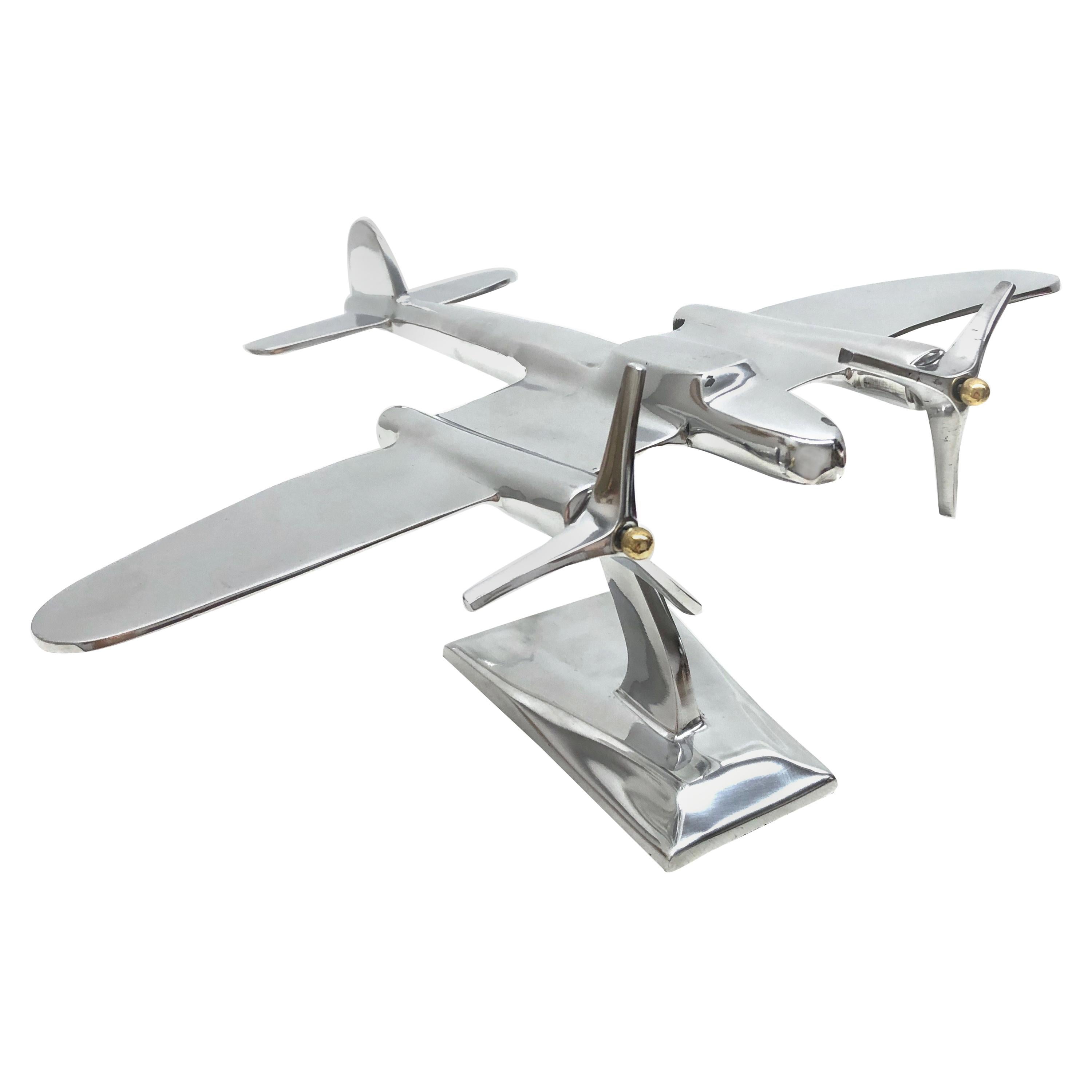 Industrial Vintage Metal Aircraft Plane Model Desk Item Statue, circa 1980s