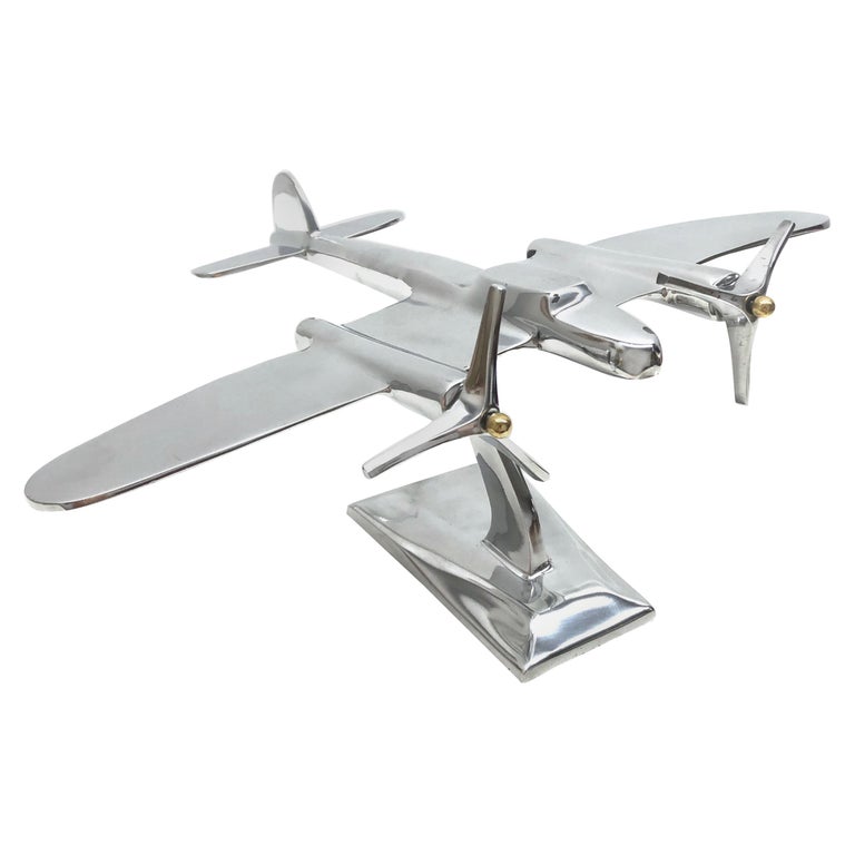 Industrial Vintage Metal Aircraft Plane Model Desk Item Statue, circa 1980s For Sale