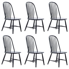 Six Swedish Black Wood Dining Chairs by Bengt Akerblom and G. Eklöf, Sweden