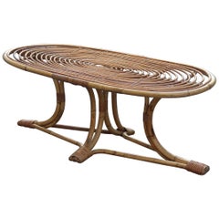 Table Coffee Oval Form Bamboo Bonacina Design Italia Mid-Century Modern, 1950