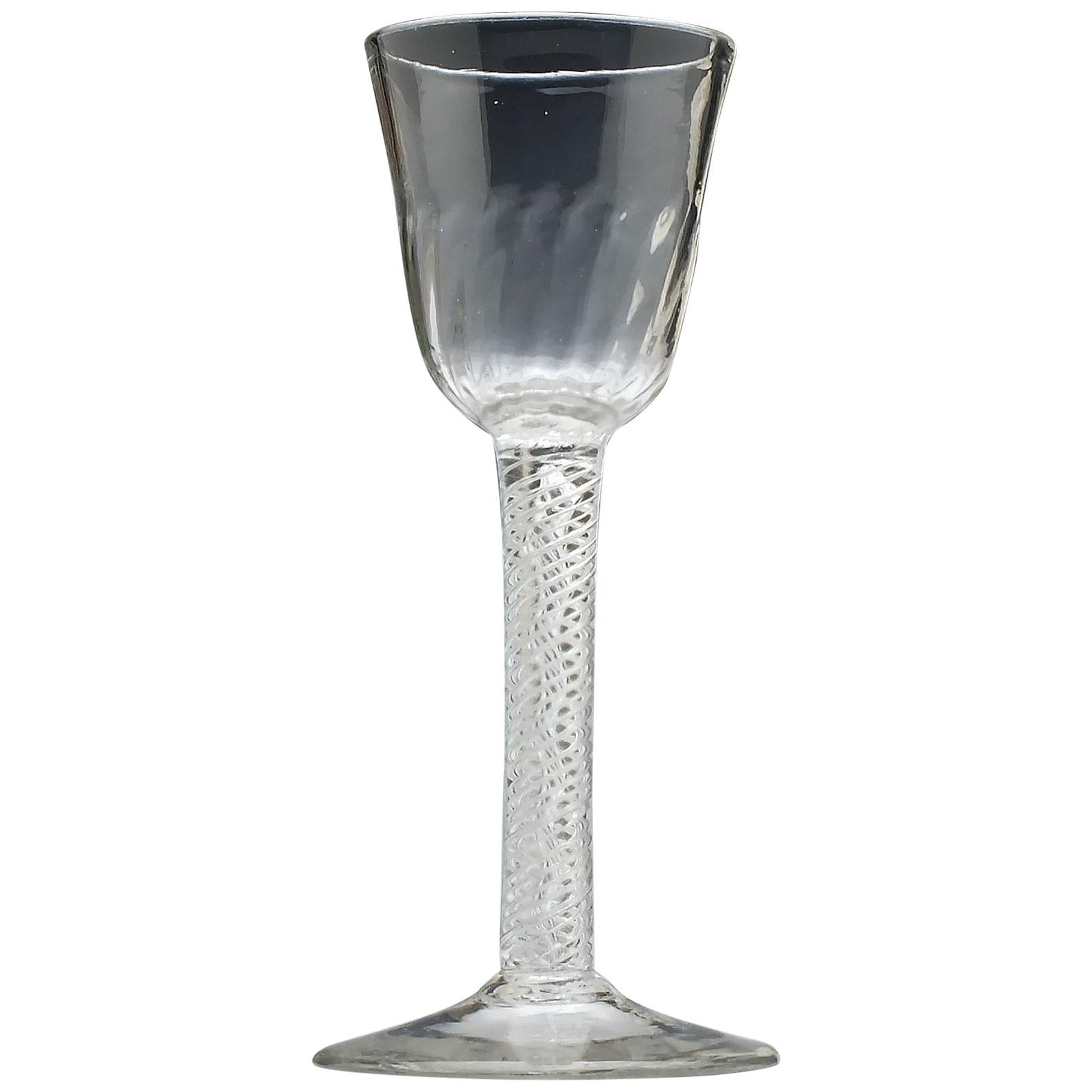 18th Century Double Series Air Twist Wine Glass, circa 1760 For Sale