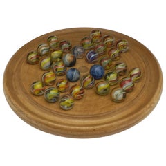Antique Solitaire Board and 19th Century German Marbles, circa 1870