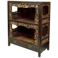 Antique Oriental Cabinet, Wood, Metal, circa Late 19th Century