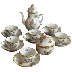 Retro Herend Queen Victoria Porcelain Coffee or Tea Set for Six Persons