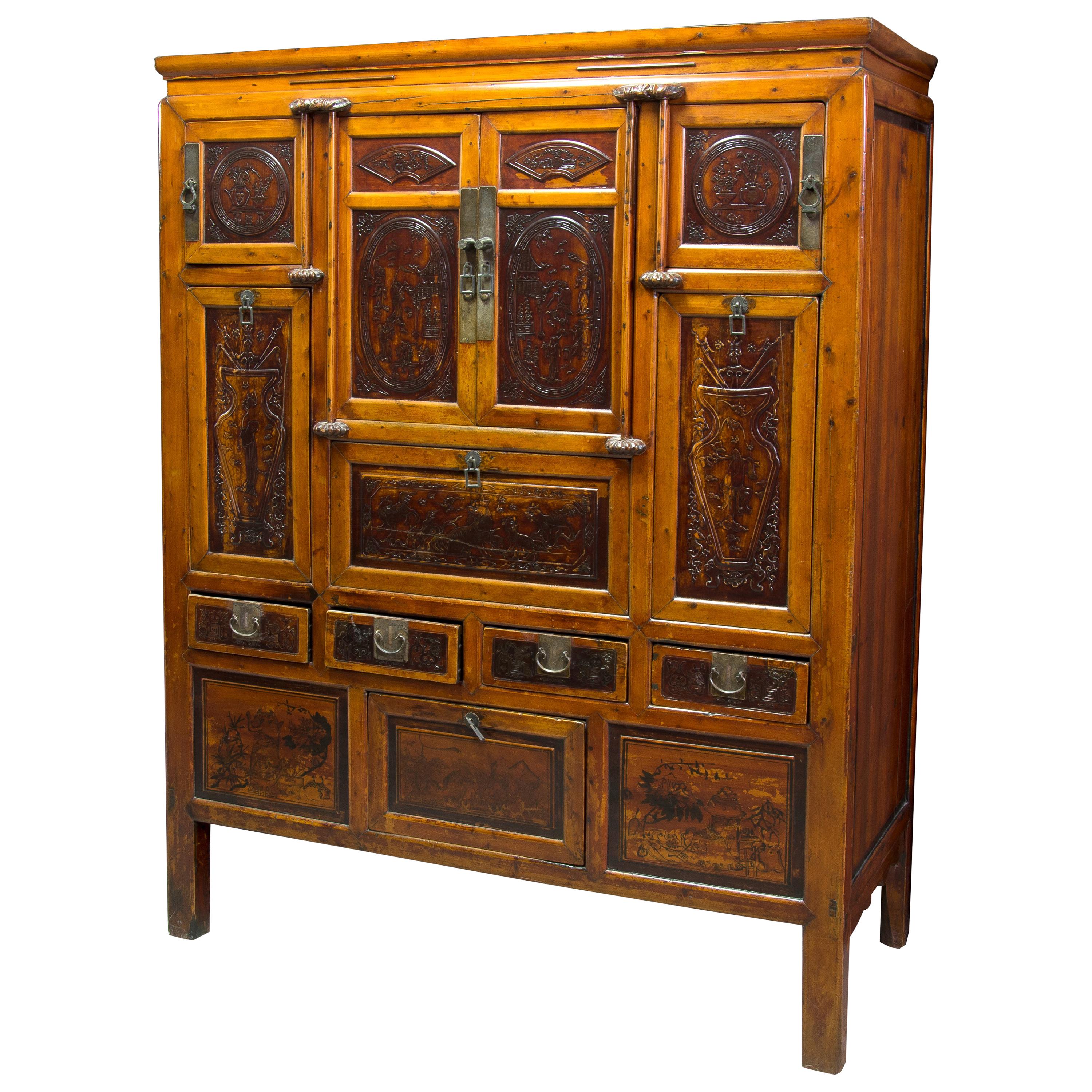 Oriental Cabinet. Wood, Metal, circa Early 20th Century