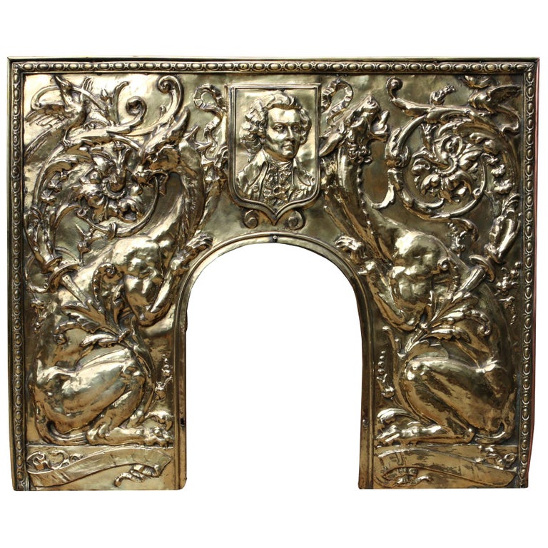 Antique Brass Repousse Fireplace Insert For Sale At 1stdibs