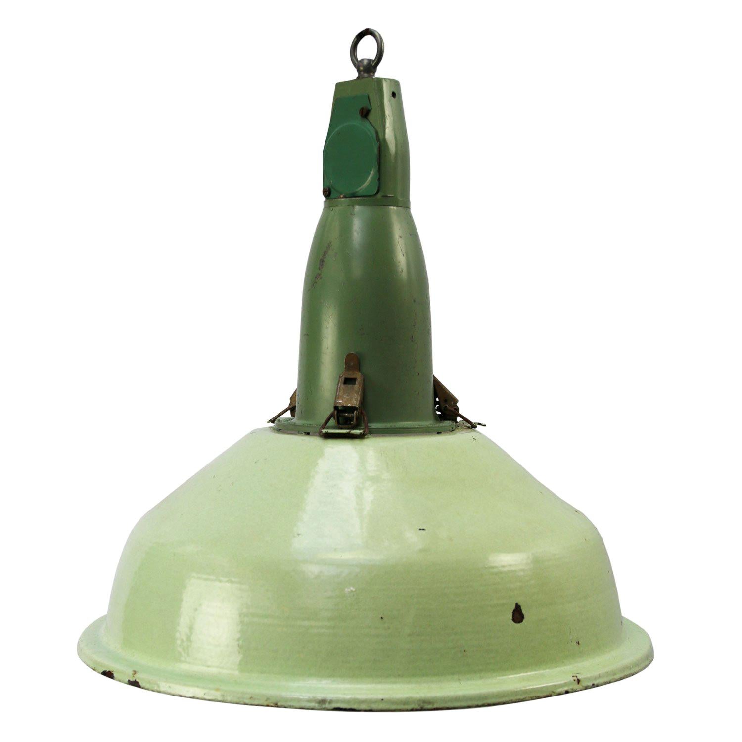 Green Enamel Vintage Industrial Cast Aluminum Top Pendant Light