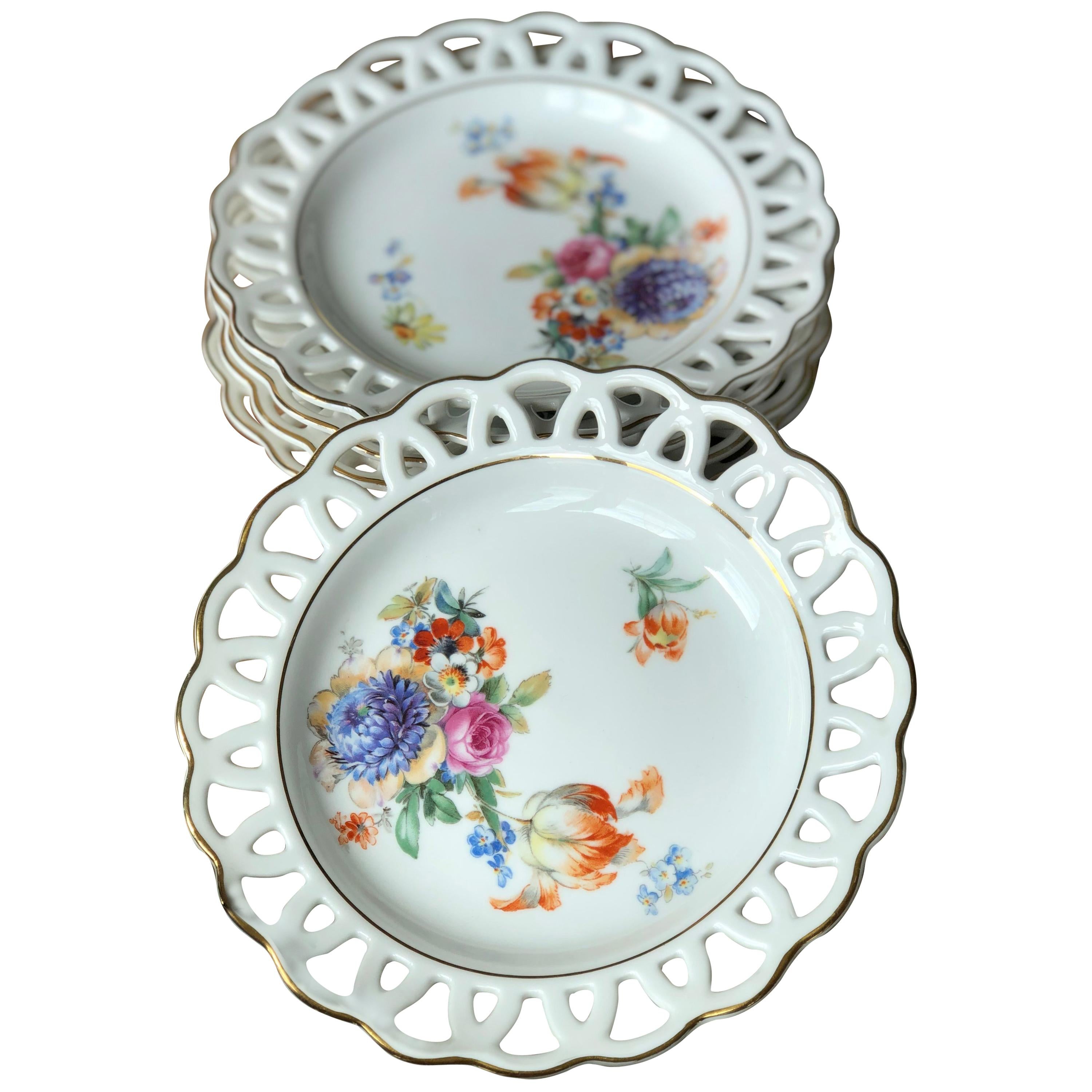 Rosenthal Dessert Set of Eight Hand Painted Porcelain Plates For Sale