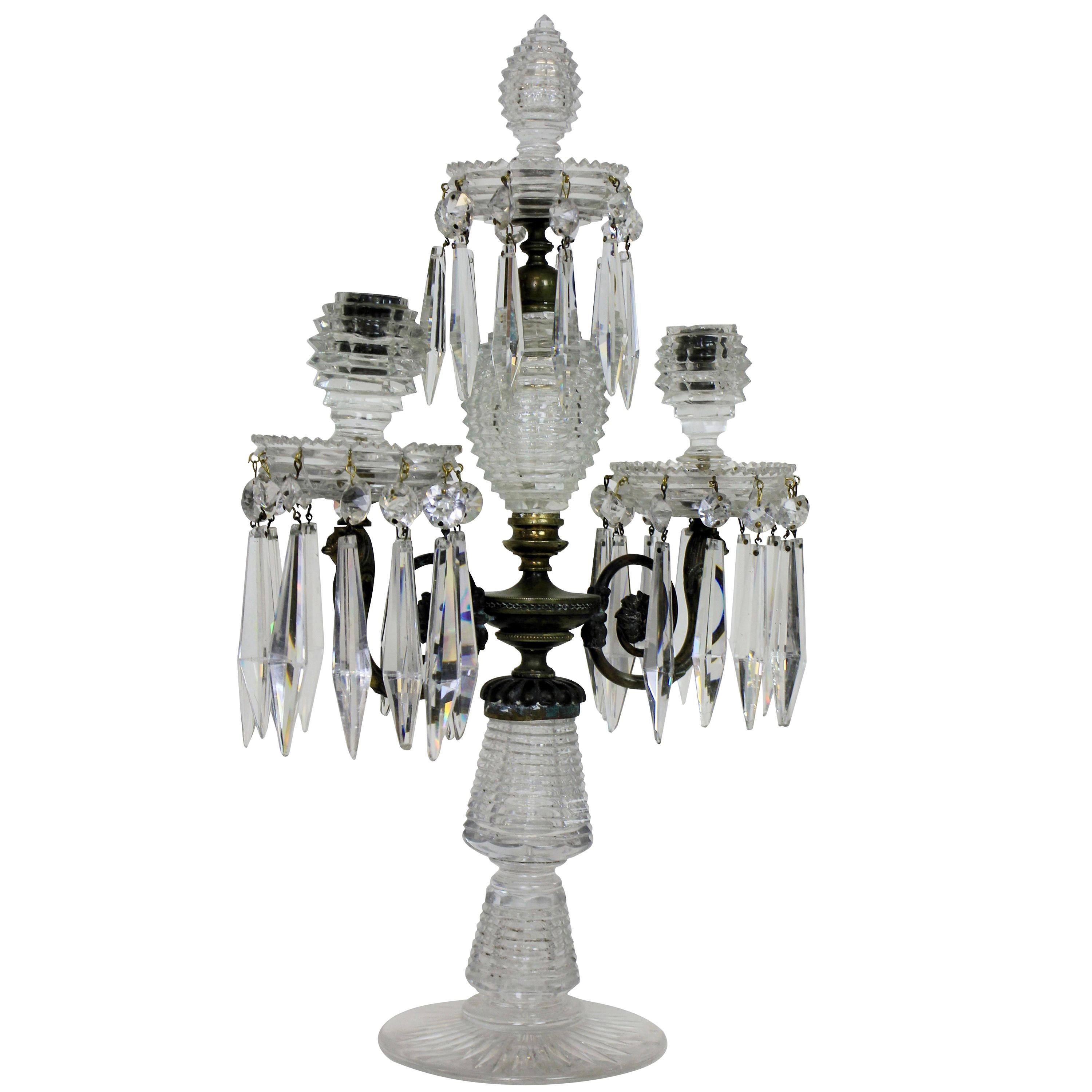 Fine George III Cut Glass Candelabrum