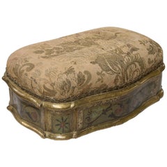Italian lacca povera casket c1860 covered with floral needlework Jewellery Box