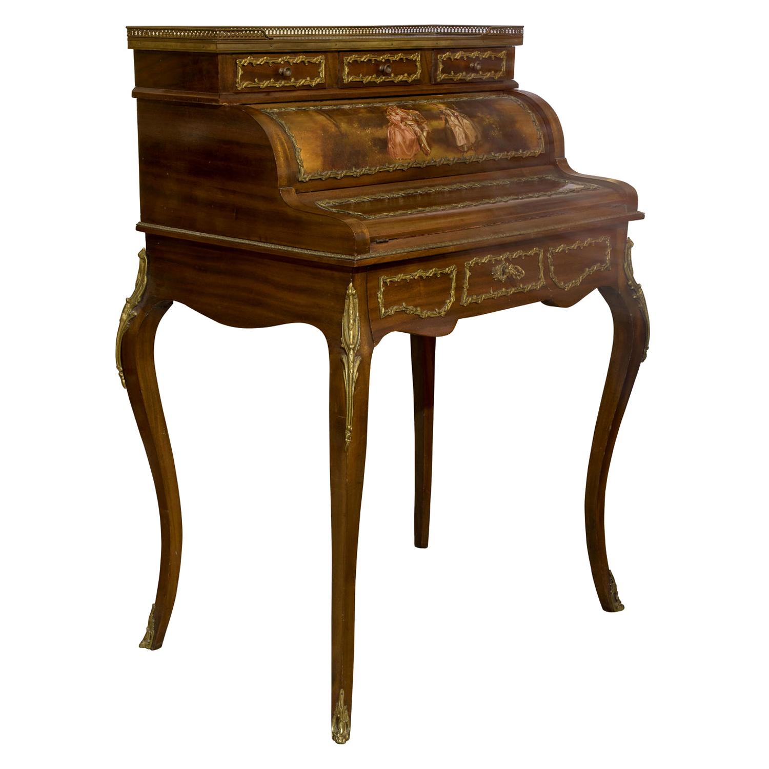 Louis XVI Style Vernis-Martin Bonheur de Jour Ladies Desk with cabriole legs For Sale
