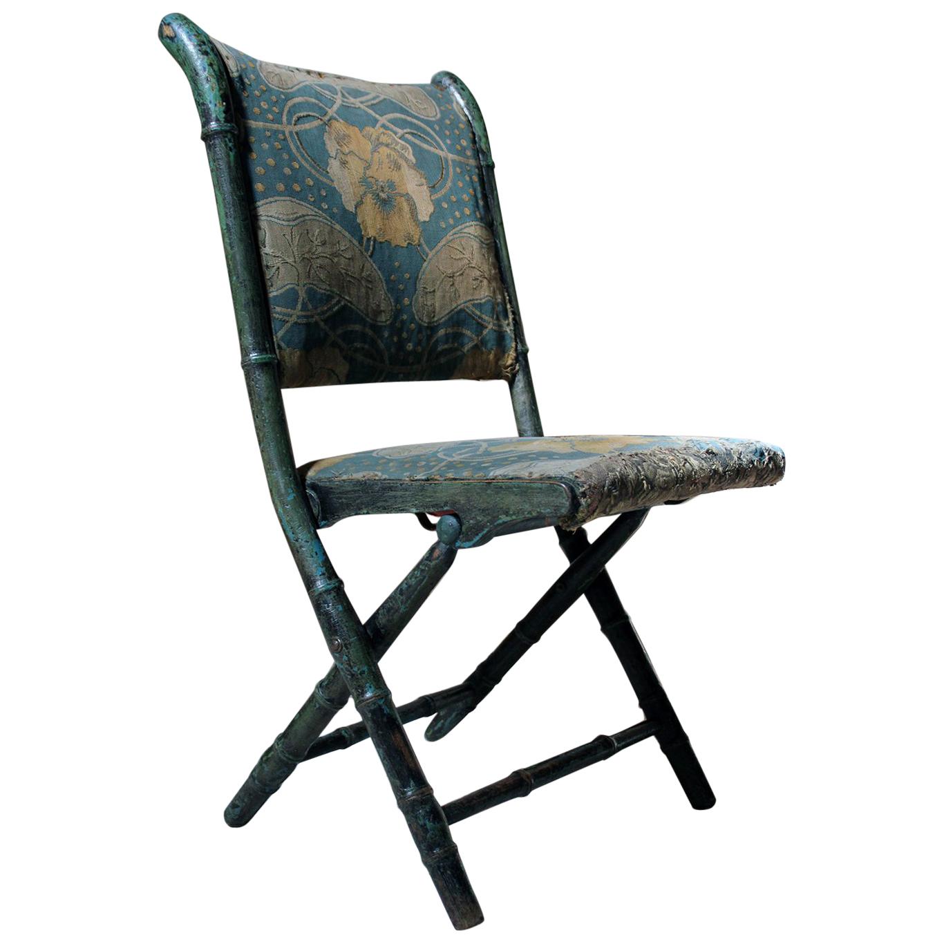 Seltene Regency Periode Faux Bamboo Folding Campaign Chair:: um 1815