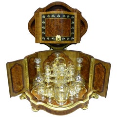 19th Century Martin Tiefenfruner Marquetry and Bronze Ornaments Liquor Cabinet