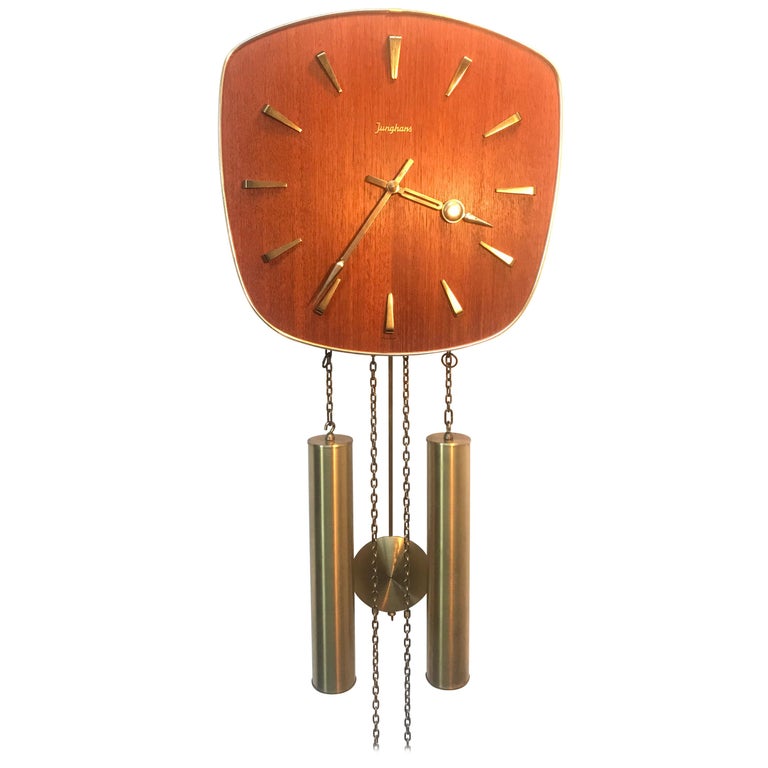 Vintage Junghans Pendulum Wall Clock in Teak from the 1960s at 1stDibs