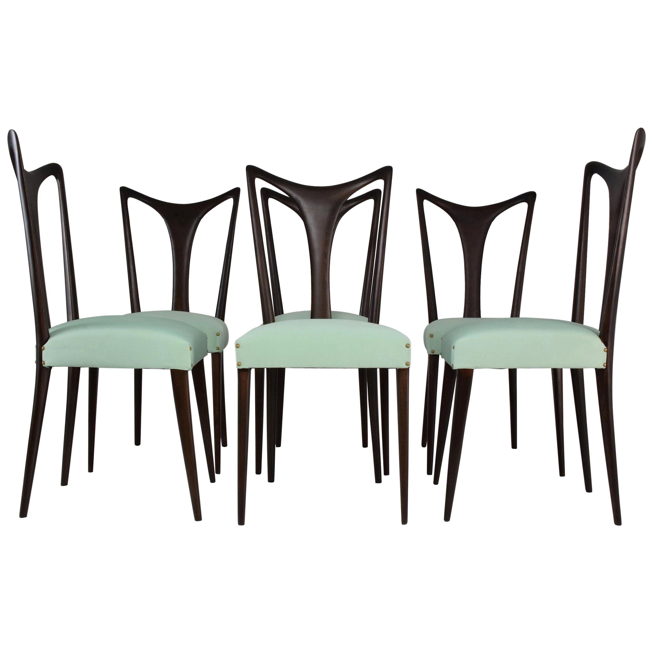 Italian Vintage Dining Chairs Attributed to Guglielmo Ulrich, Set of Six, 1940s