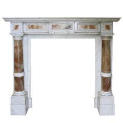 Antique Mid-19th Century Continental Carrara Marble Fire Surround